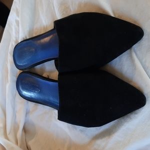 Free People Black Pointed Slip-On Flats with Blue Insole